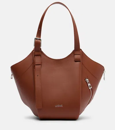 Loewe Hammock Flip Leather Tote Bag In Brown
