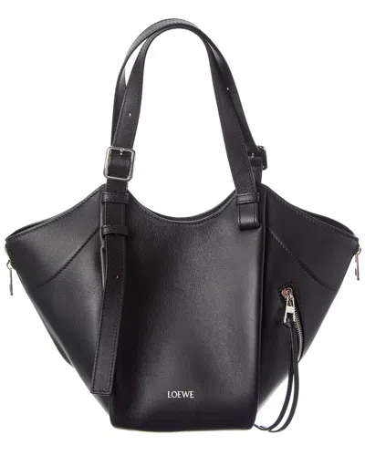 Loewe Hammock Flip Leather Tote In Black
