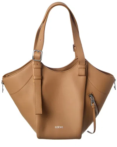 Loewe Hammock Flip Leather Tote In Brown