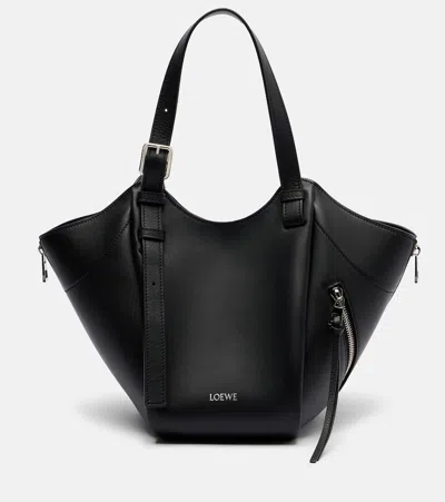 Loewe Hammock Flip Medium Leather Tote Bag In Black
