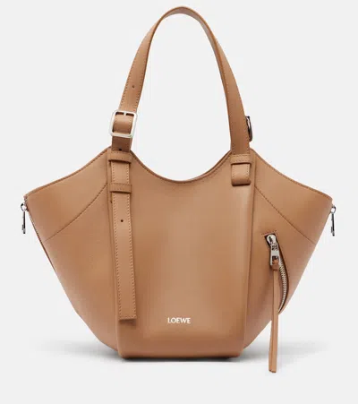 Loewe Hammock Flip Medium Leather Tote Bag In Brown