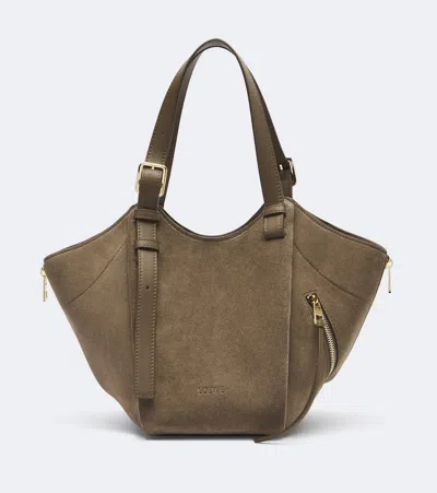 Loewe Hammock Flip Medium Suede Tote Bag In Brown