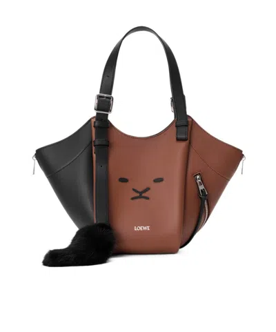 Loewe Hammock Flip Shoulder Bag In Black/pecan