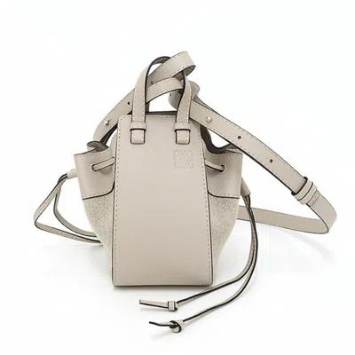 Pre-owned Loewe Hammock Grayish Linen Leather Shoulder Bag ()