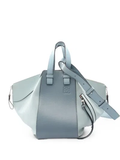Pre-owned Loewe Hammock Leather Tote Bag In Blue
