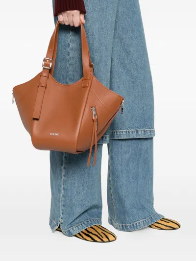 Loewe Hammock Leather Tote Bag In Brown