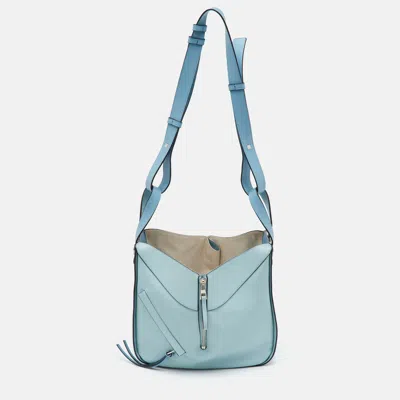 Pre-owned Loewe Hammock Medium Light Blue Leather Shoulder Bag