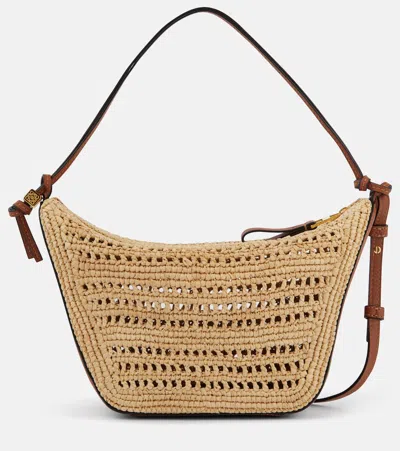 Loewe Hammock Mini Raffia Shoulder Bag In Brown