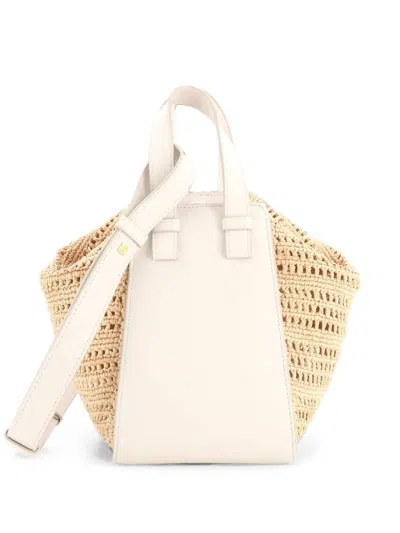 Pre-owned Loewe Hammock Raffia Compact Hobo Bag In Neutrals
