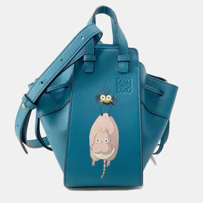 Pre-owned Loewe Hammock Shoulder Bag Ghibli Collaboration Bounezumi Blue Leather Size Mini