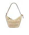 Loewe Mini Hammock Hobo In Raffia And Calfskin In Nude