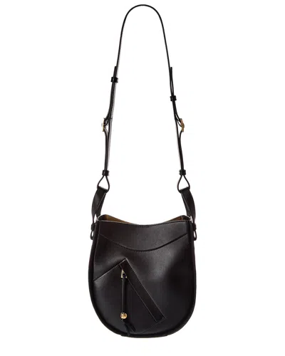 Loewe Hammock Slice Leather Hobo Bag In Black