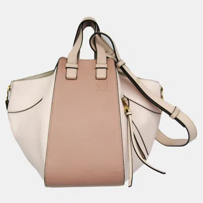 Pre-owned Loewe Hammock Small Leather Handbag Shoulder Bag Light Pink Pink Beige In Sand