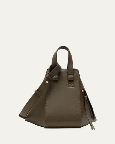 Loewe Hammock Small Top-handle Bag In Leather In Dark Khaki Green