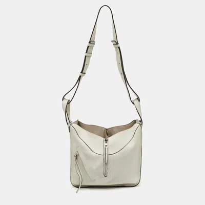 Pre-owned Loewe Hammock Small White Leather Shoulder Bag