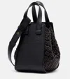 Loewe Compact Hammock Bag In Smooth Calfskin And Woven Nappa Calfskin In Black