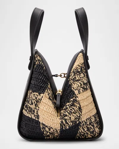 Loewe Hammock Top-handle Bag In Gingham Raffia In Naturalblack