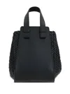 Loewe Compact Hammock Bag In Smooth Calfskin And Woven Nappa Calfskin In Black