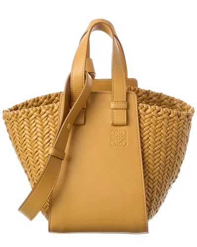Loewe Hammock Woven Leather Bucket Bag In Yellow