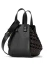 Loewe Compact Hammock Bag In Smooth Calfskin And Woven Nappa Calfskin In Black