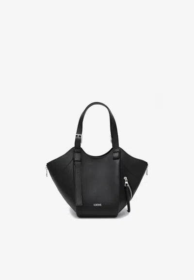 Loewe Hammock Zip Calfskin Shoulder Bag In Black