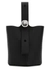 Loewe Textured Leather Bucket Bag With Metal Handle In Black