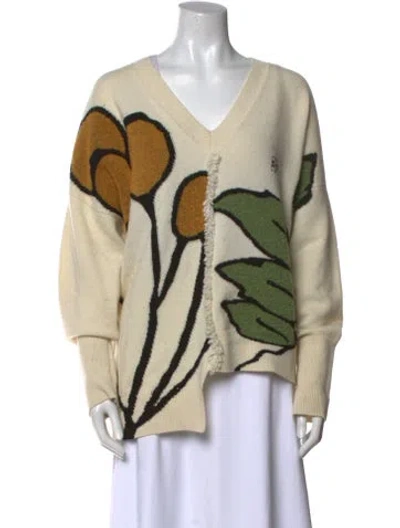 Pre-owned Loewe Herbarium Asymmetric Wool Sweater In Neutral