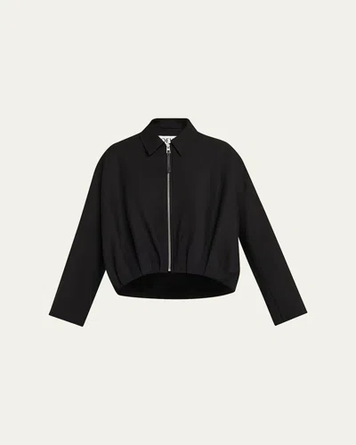 Loewe Herringbone Crepe Bubble Jacket In Black