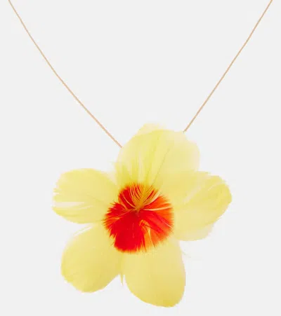 Loewe Hibiscus Pendant Necklace In Yellow