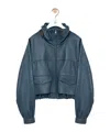 Loewe Double Layered Leather Zip Jacket In Blue