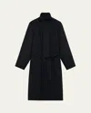 Loewe High-neck Belted Wool-cashmere Outer Coat In Black