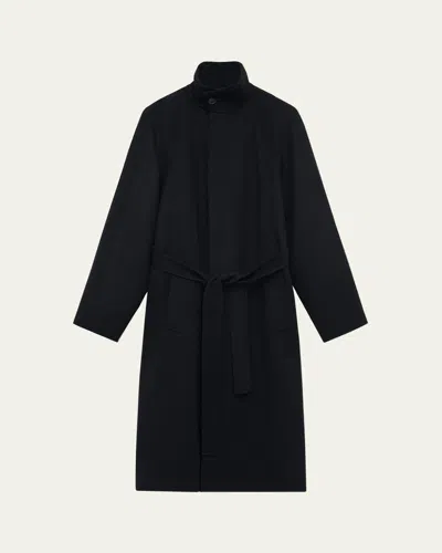 Loewe High-neck Belted Wool-cashmere Outer Coat In Black
