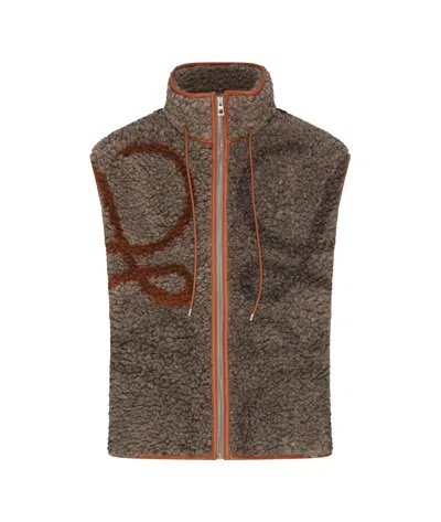 Loewe Sleeveless Wool Jacket In Brown