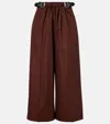 Loewe High-rise Cotton And Silk Culottes In Burgundy