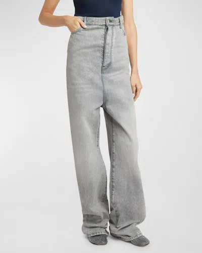 Loewe High-rise Drop-crotch Relaxed Straight-leg Jeans In Grey Melan