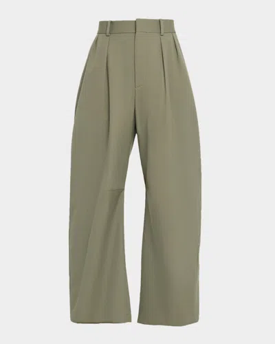 Loewe High-rise Pleated Barrel-leg Ankle Trousers