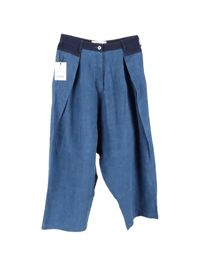 Pre-owned Loewe High-rise Pleated Trousers In Blue