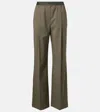 Loewe High-rise Wool Wide-leg Pants In Green