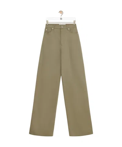 Loewe High Waisted Trousers In Cotton In Gray