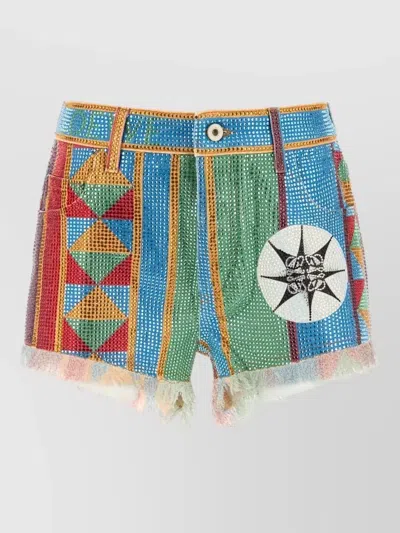 Loewe Embellished Denim Paula S Ibiza Shorts In Multi