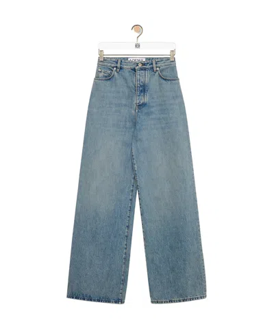 Loewe High Waist Denim Trousers In Gray