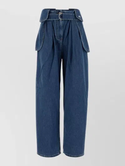 Loewe High Waist Denim Trousers Wide Leg In Blue