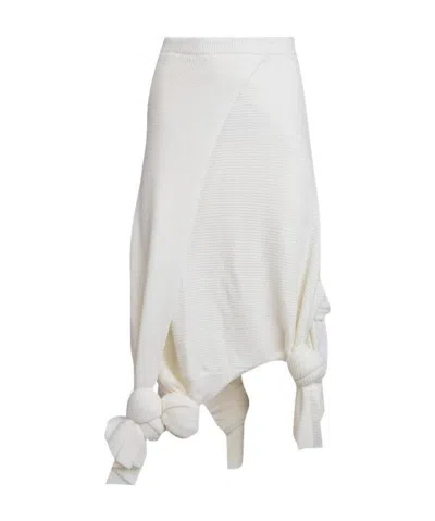 Loewe High Waist Knot Skirt In White