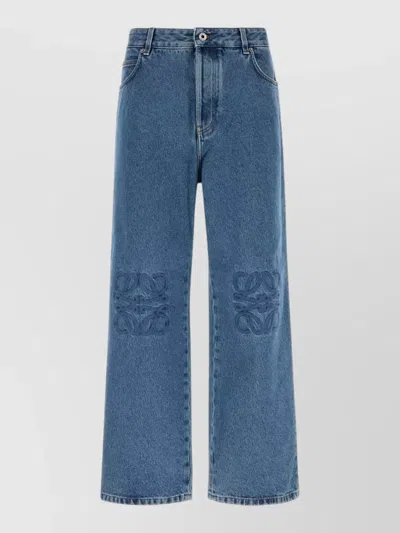 Loewe High Waist Wide Leg Denim Trousers In Blue