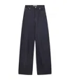 Loewe Womens High-rise Wide-leg Brand-patch Jeans Raw Denim In Blue