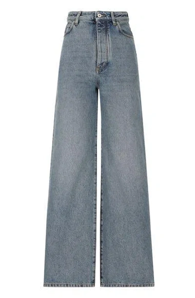 Loewe High-waisted Denim Jeans In Délavé Blue Cotton For Women