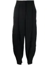 Loewe Womens Black Draped Wide-leg Cotton-silk Trousers In Black