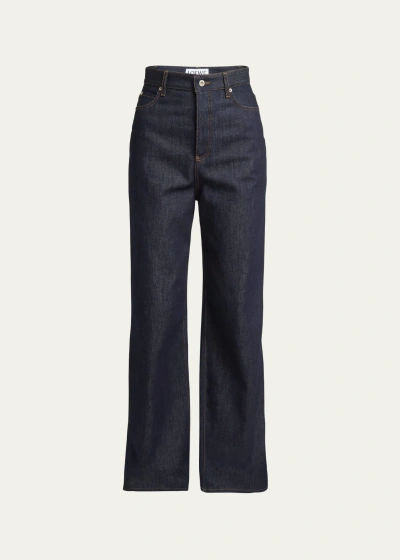 Loewe High Waisted Straight Leg Jeans In Raw Denim