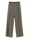 Loewe Womens Khaki Green Logo-waistband Straight-leg Woven Trousers In Black