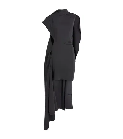 Loewe High-neck Cape-detail Dress In Black
